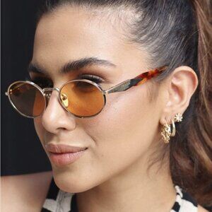 NEW PRADA OVAL PR65ZS ZVN02Z SUNGLASSES PRADA PR 65ZS ZVN02Z GOLD YELLOW SPR 65Z